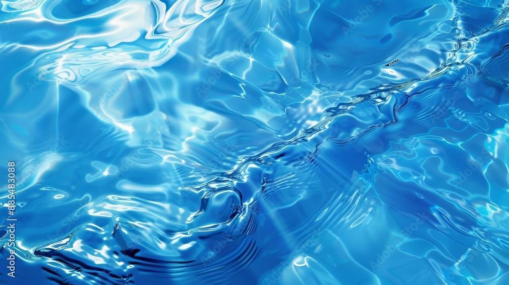 Poster stereoscopic image of motion patterns on a water surface, featuring a digitally generated three-dime