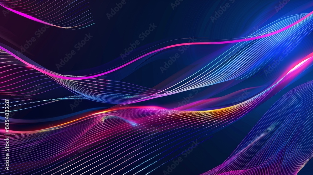 Poster vector representation of fluidity with colorful curved stripes and lines as a data concept technolog