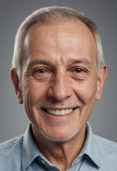 Obraz premium Portrait view of a regular happy smiling North Macedonia old man, ultra realistic, candid, social media, avatar image, plain solid background