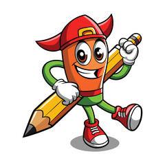 Obraz premium cute pencil mascot vector art illustration