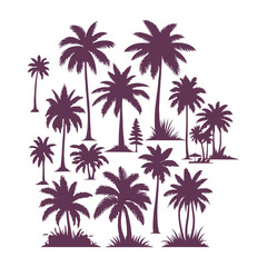 Palm Tree vector Palm tree silhouette Coconut tree vector silhouette symbols vector isolated on White background, Design of palm trees for posters, banners and promotional items. Vector illustration