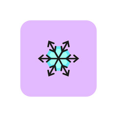 Acerous snowflake line icon. Snow, frost, pattern on frozen window. Winter concept. Vector illustration can be used for topics like weather, holiday, season