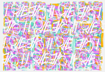 LOVE text on colorful  paint background. Digital art