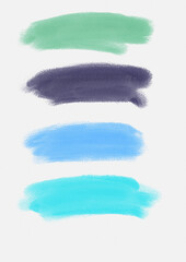 Paint spots blue and green shades color,  watercolor on white background 