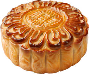Close-up Chinese mooncake on Transparent Background