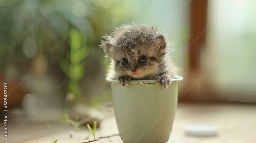 Wall mural kitten playing