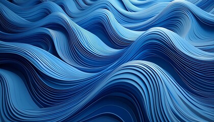 Obraz premium Three dimensional render of blue wavy pattern 