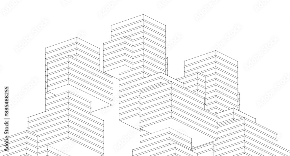 Poster abstract modular architecture 3d rendering	
