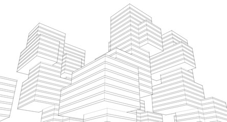 abstract modular architecture 3d rendering	
