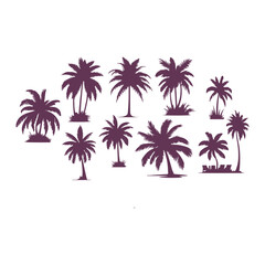 Palm Tree vector Palm tree silhouette Coconut tree vector silhouette symbols vector isolated on White background, Design of palm trees for posters, banners and promotional items. Vector illustration