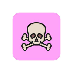 Death symbol line icon. Poison, skull, bones. Warning sign concept. Vector illustration can be used for topics like Halloween, danger, toxic