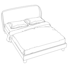 Bed Isolated on White Background. Line Graphics Icon, Vector Illustration for Furniture Concepts and Interior Design