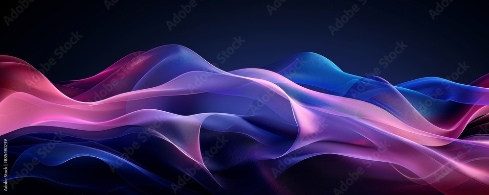 Aufkleber Blue and pink gradient color waves create an abstract background design on a dark backdrop