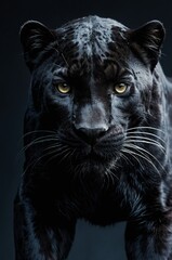 Obraz premium Template of a black panther with a black background.