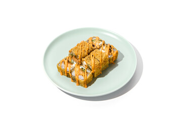 Hot Tempura Roll with Salmon and Spicy Sauce - Delicious Sushi Dish on Light Plate