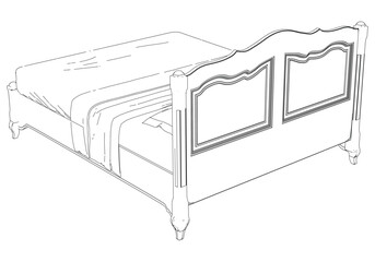 Vector Line Art of Bed. Simple and Elegant Design for Interior and Bedroom Inspiration