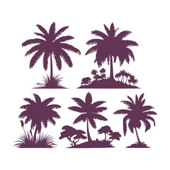 Obraz premium Palm Tree vector Palm tree silhouette Coconut tree vector silhouette symbols vector isolated on White background, Design of palm trees for posters, banners and promotional items. Vector illustration