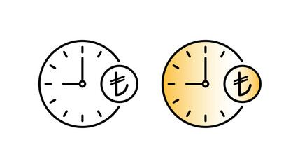 analog clock and turkish lira symbol. turkish lira symbol and clock concept