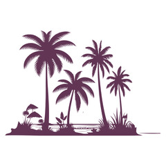Palm Tree vector Palm tree silhouette Coconut tree vector silhouette symbols vector isolated on White background, Design of palm trees for posters, banners and promotional items. Vector illustration