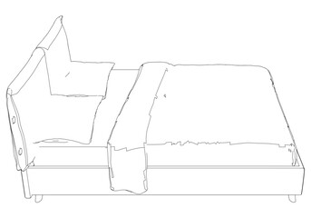 Vector Line Art Illustration of Bed. Ideal for Interior Design and Bedroom Decoration Concepts