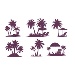 Palm Tree vector Palm tree silhouette Coconut tree vector silhouette symbols vector isolated on White background, Design of palm trees for posters, banners and promotional items. Vector illustration