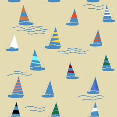 Yacht marine seamless pattern, vector illustration
