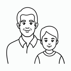father and child vector line art