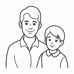 father and child vector line art