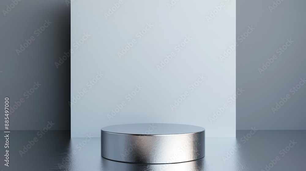 Poster 3d podium on a nickel background smooth and lustrous with a subtle satin finish