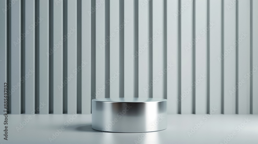Poster 3d podium on a nickel background smooth and lustrous with a subtle satin finish