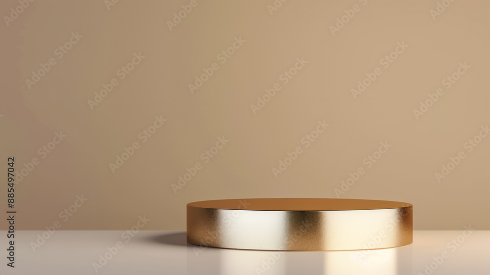 Poster 3d podium on a nickel background smooth and lustrous with a subtle satin finish