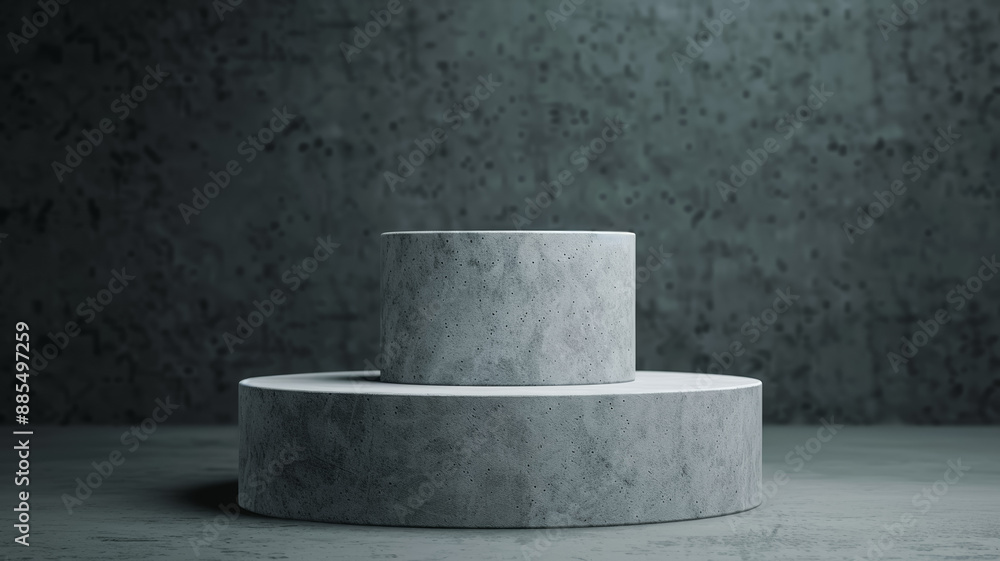 Poster 3d podium on a pewter background dark and muted with a soft matte texture