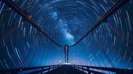 Fototapeta premium Starry Bridge Capturing the Beauty of Connection and Innovation in the Night Sky