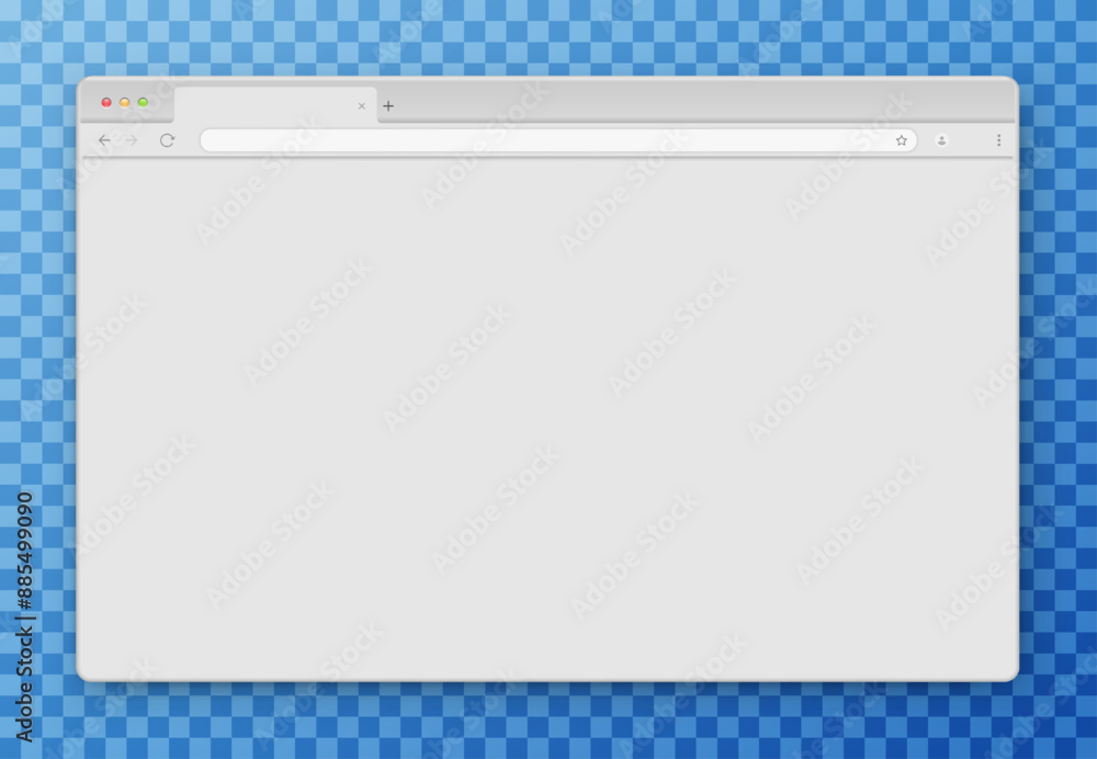 Poster browser window. realistic gray empty browser window with toolbar, search bar and shadow on transpare