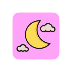 Crescent line icon. Clouds, night, moonlight. Halloween concept. Vector illustration can be used for topics like sky, astrology, nature