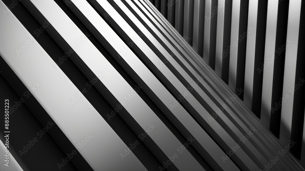 Poster abstract wall with diagonal light patterns futuristic architecture metallic silver and black tones