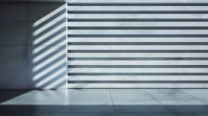 Obraz premium Abstract wall with horizontal light bands minimalist architectural design white and black tones 