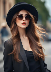 portrait of a stylish woman in sunglasses