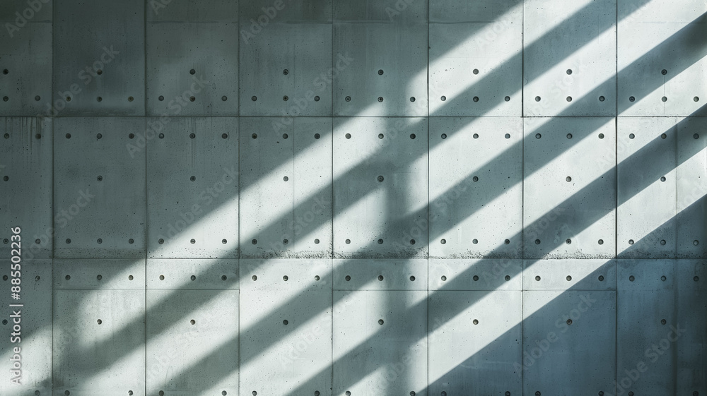 Wall mural Close up of a concrete wall with dramatic light and shadow interplay industrial architecture dark gray tones 