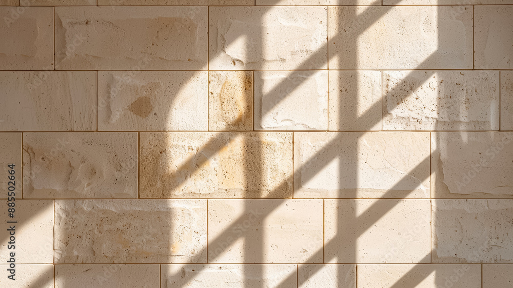Poster close up of a textured wall with light and shadow patterns contemporary architecture warm beige tone