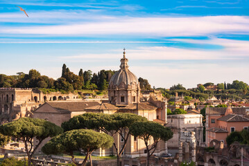 Obraz premium Rome city, Italy, panoramic view with dome