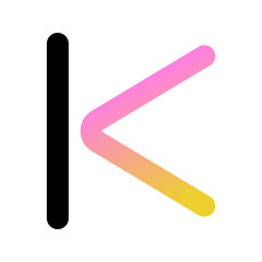 Vector arrow chevron with line left icon. Black, white background. Perfect for app and web interfaces, infographics, presentations, marketing, etc.