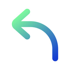 Vector turn left arrow chevron icon. Black, white background. Perfect for app and web interfaces, infographics, presentations, marketing, etc.