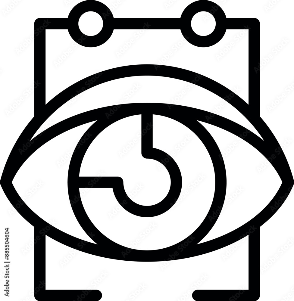 Poster line icon representing an eye tracking system, analyzing and measuring eye movements and gaze patter