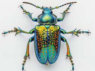 Shiny Blue and Green Beetle with Orange Spots