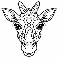 Line art of giraffe head 