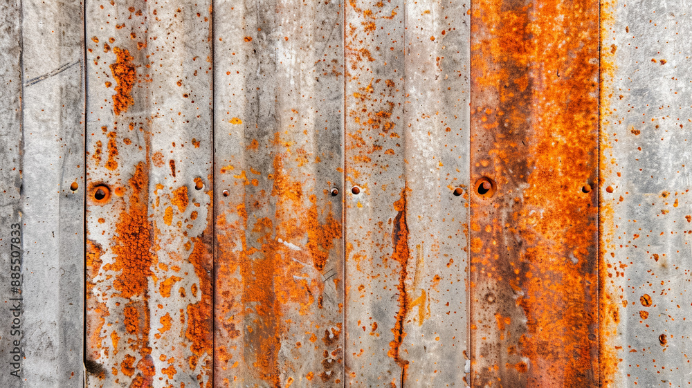 Aufkleber rusty zinc surface with patches of bright orange rust and gray background showcasing unique texture