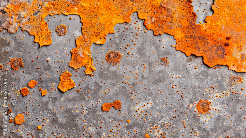 Aufkleber rusty zinc surface with patches of bright orange rust and gray background showcasing unique texture