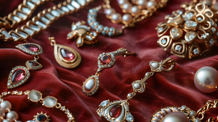 A close-up view of a necklace reveals its intricate craftsmanship and elegant details, showcasing the beauty and artistry of fine jewelry. The careful design and meticulous detailing come to life.