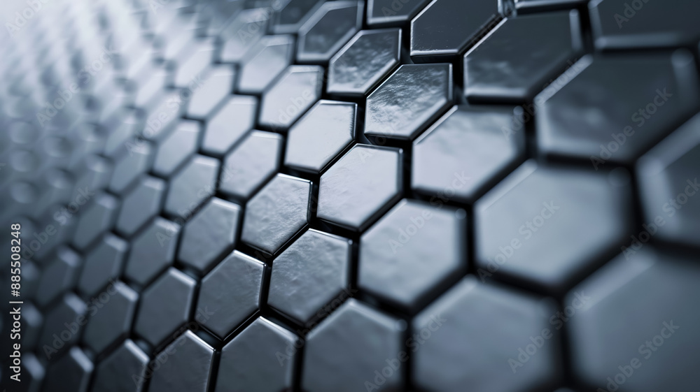 Poster textured metal background with hexagonal pattern and reflective surface modern industrial look silve